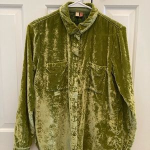 Anthropologie Pilcro velvet button down shirt S